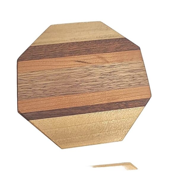 Set Of 8 Wooden Drink Coasters W/Holder Handmade USA Walnut Acacia Cherry Wood - Picture 6 of 16